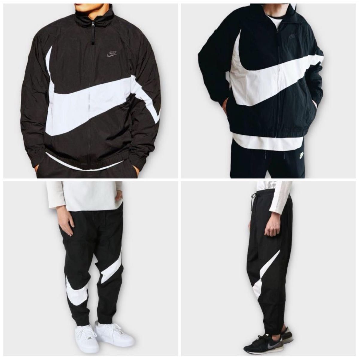 XL NIKE ビッグスウッシュ セットアップ ウーブン ジャケット 上下 黒