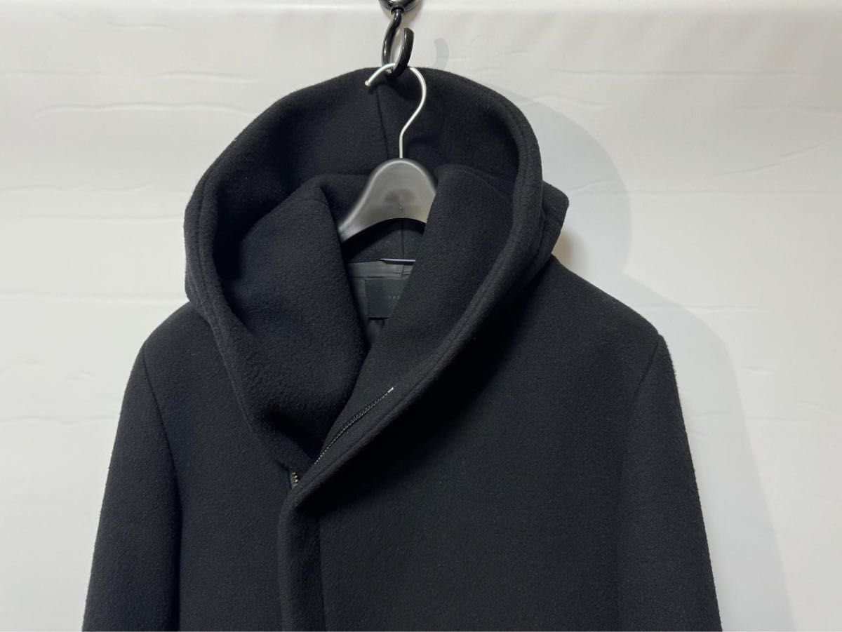 ジュンハシモト WRAP HOODED COATウールメルト ラップコート 3 定価110