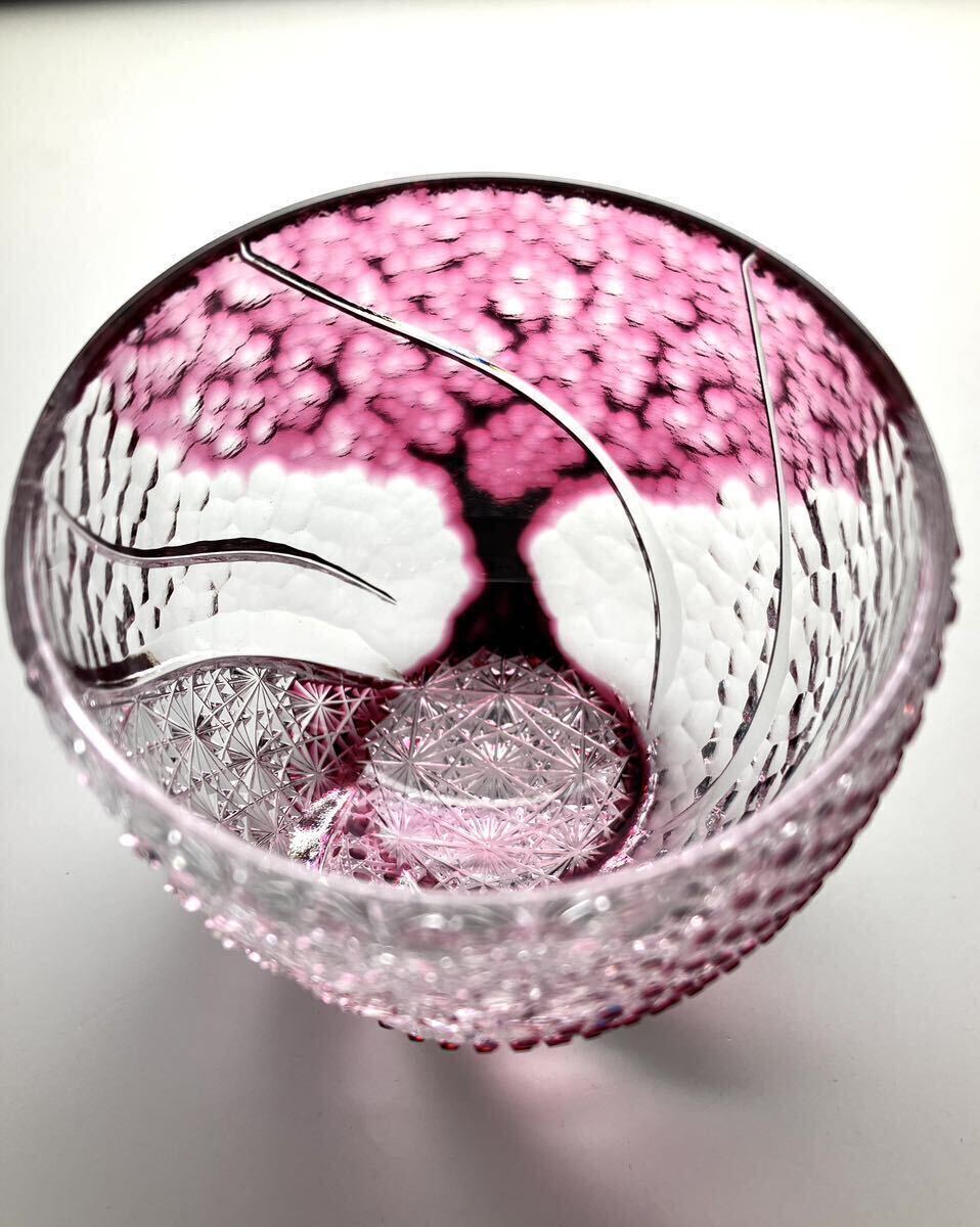 Yahoo!オークション - 江戸切子 但野英芳作 『一本桜』 四季春 伝統工