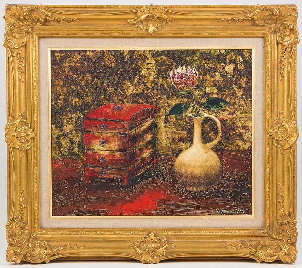 Yahoo!オークション - 【五】真作 冬島大二郎 『壺の静物』 油彩 キャ