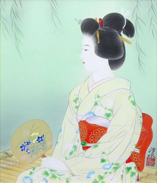 Yahoo!オークション - 【真作】【WISH】堀江豊生(堀江浮水)「夏乃夕涼