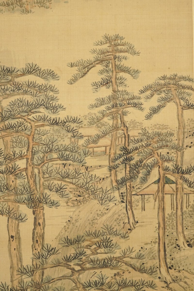 掛軸「野呂介石 掛軸「野呂介石 松畔池亭図」享和3