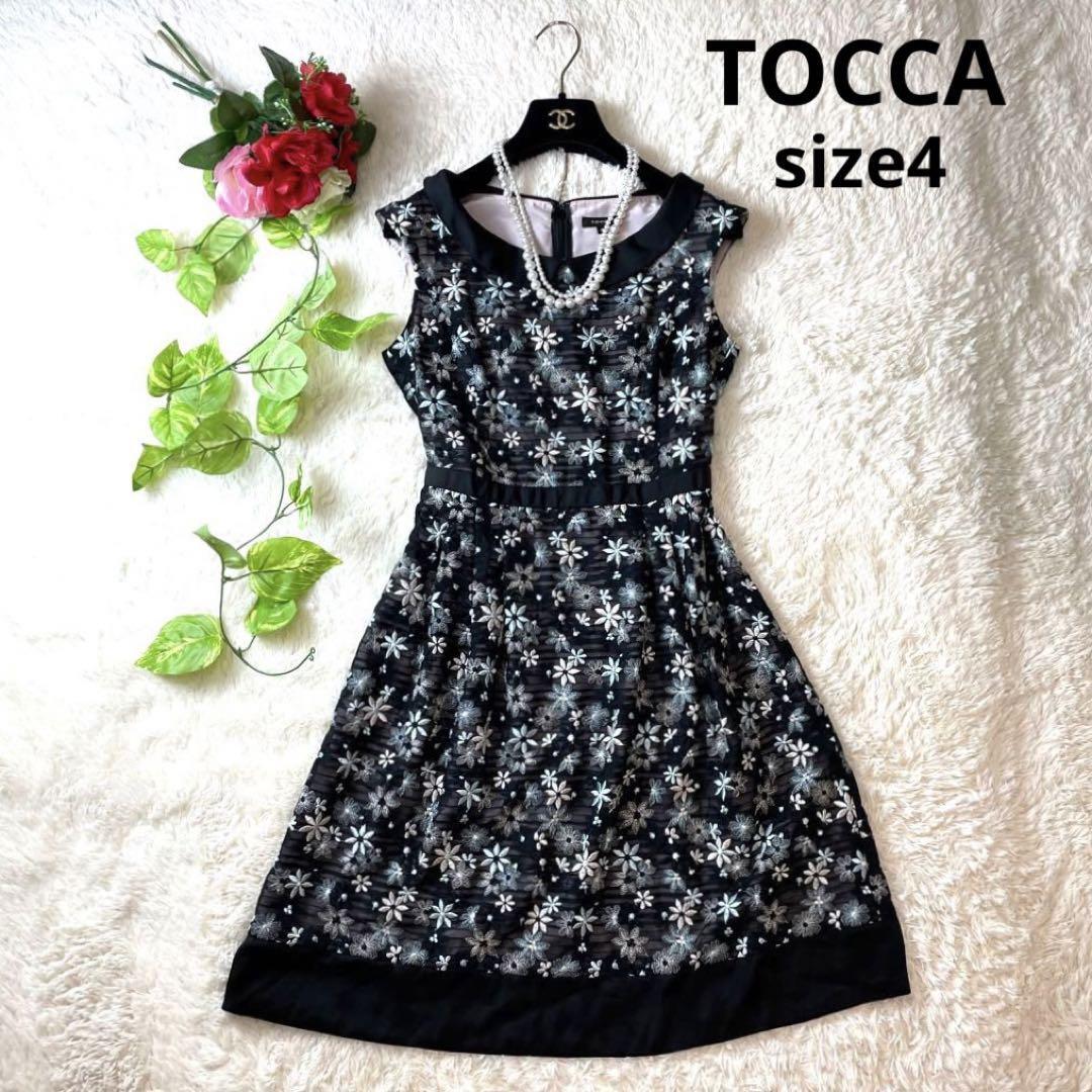 大きいサイズ TOCCA トッカ ワンピース 4 L 花 刺繍 総柄 青 黒 ピンク