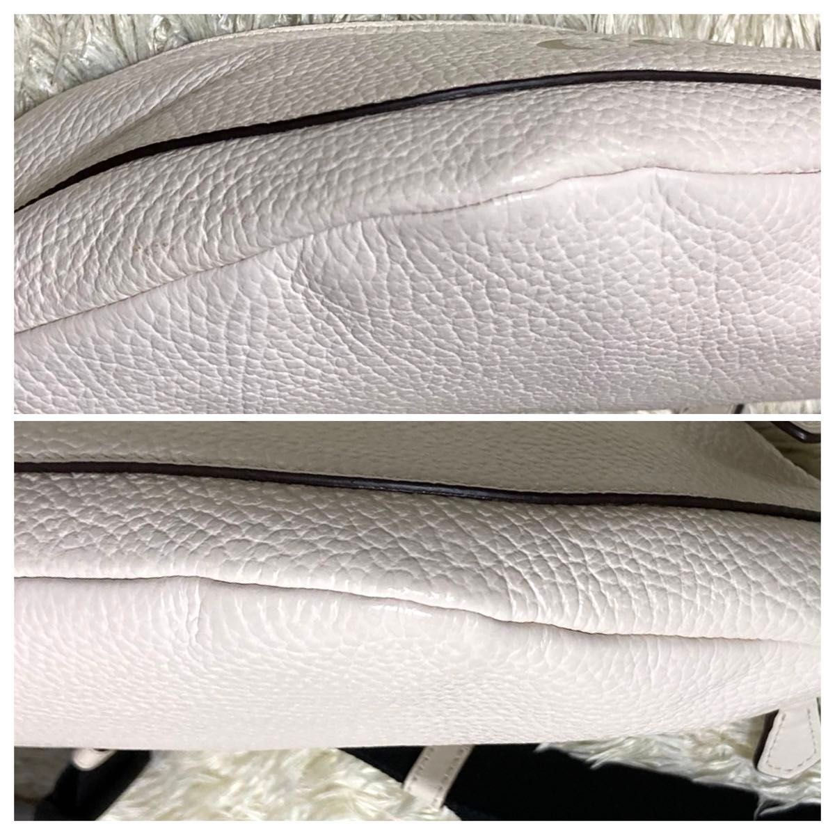 極美品】COACH コーチ ボディバッグ レザー ホワイト 白 ホースロゴ