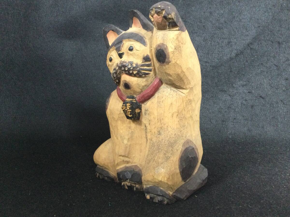 Yahoo!オークション - 招き猫/但馬木彫/松田一戯/木彫作家/彫刻/高さ15