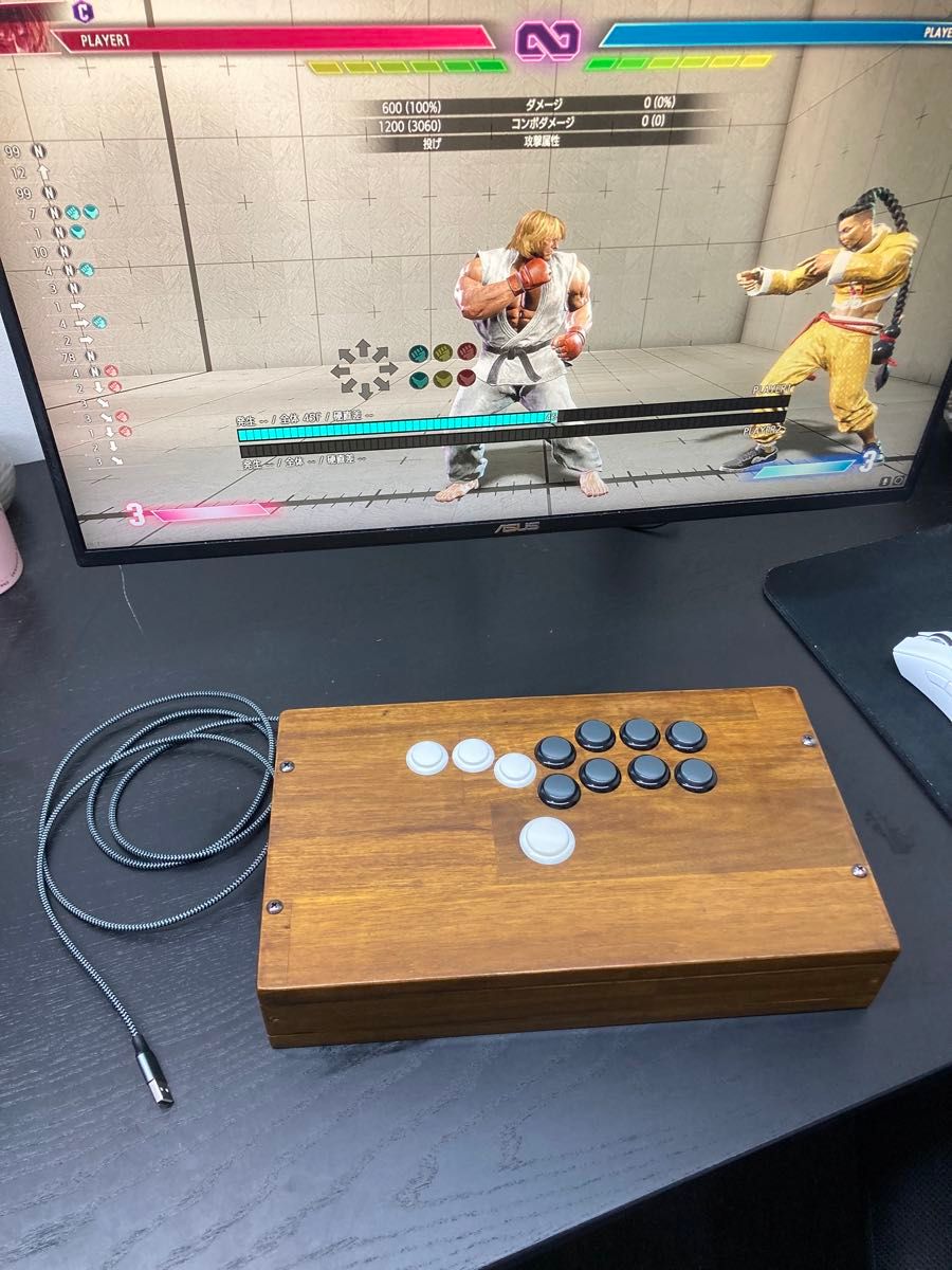 木製レバーレスアケコン 格ゲー ストリートファイター アケコン 送料