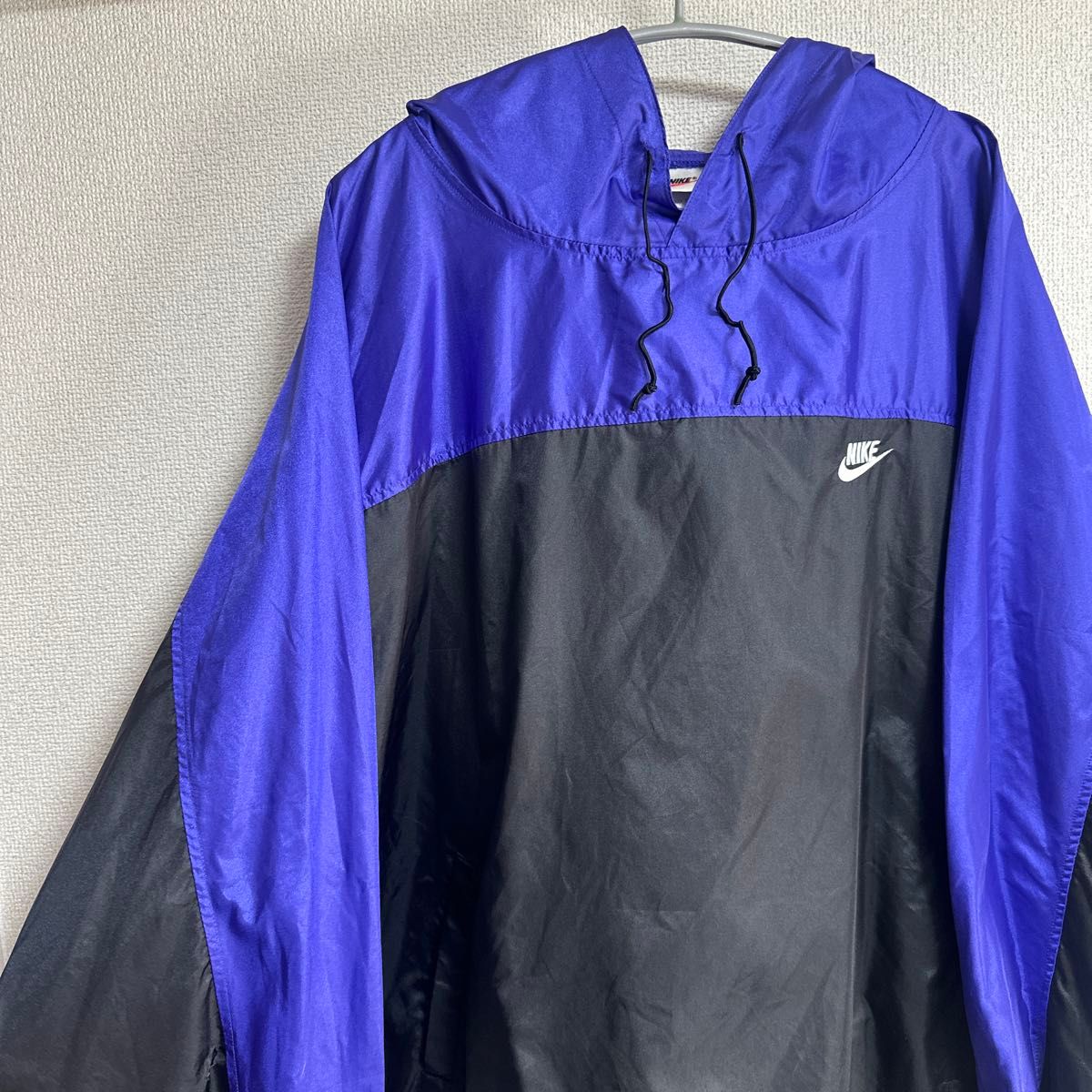 NIKE 90s ナイロンジャケット ロゴ刺繍 ブラックパープル ナイキ 古着