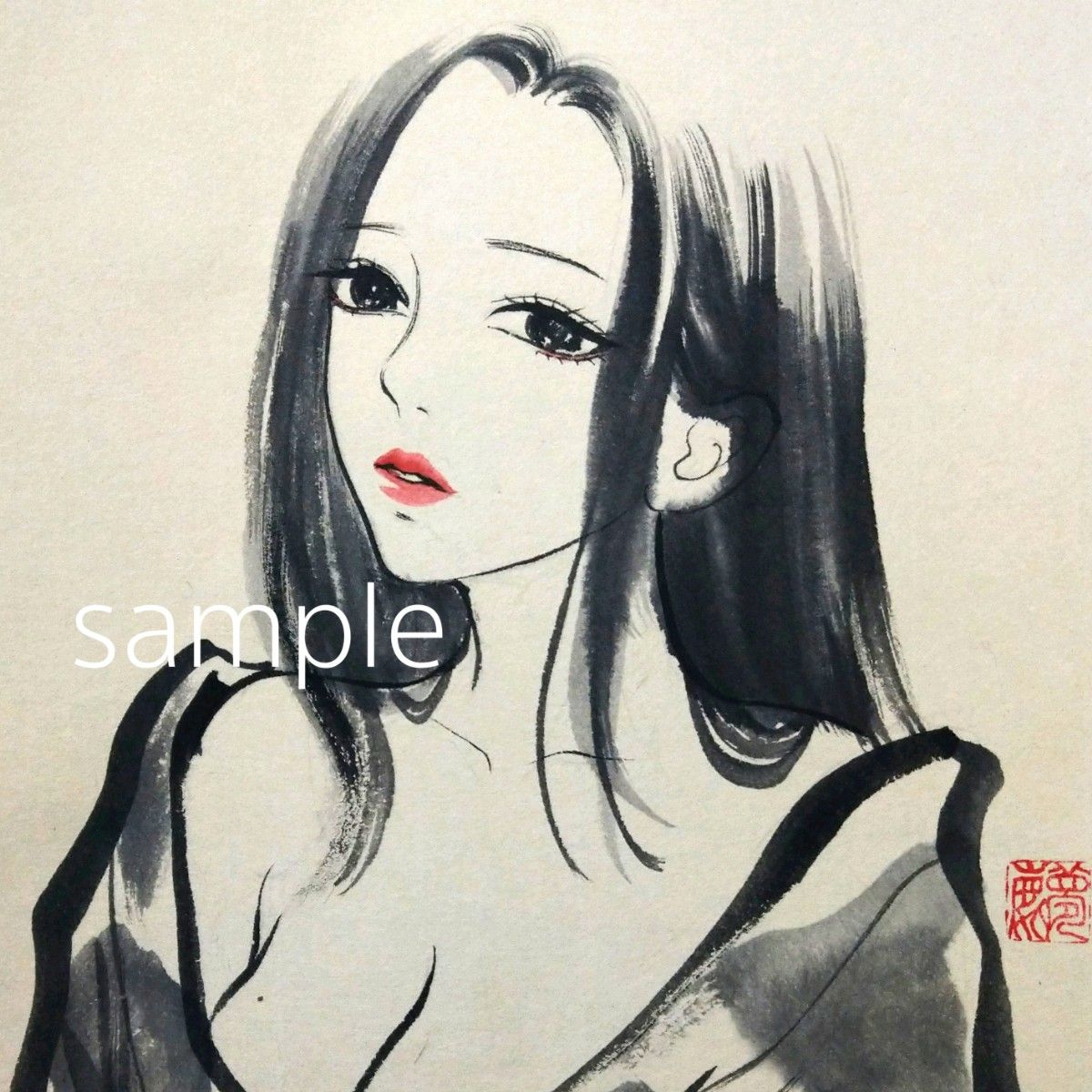 肉筆原画 ドローイング 和装 美人画 墨絵 水墨画｜Yahoo!フリマ（旧