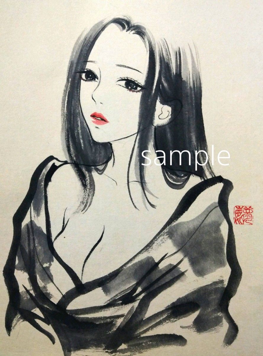 肉筆原画 ドローイング 和装 美人画 墨絵 水墨画｜Yahoo!フリマ（旧