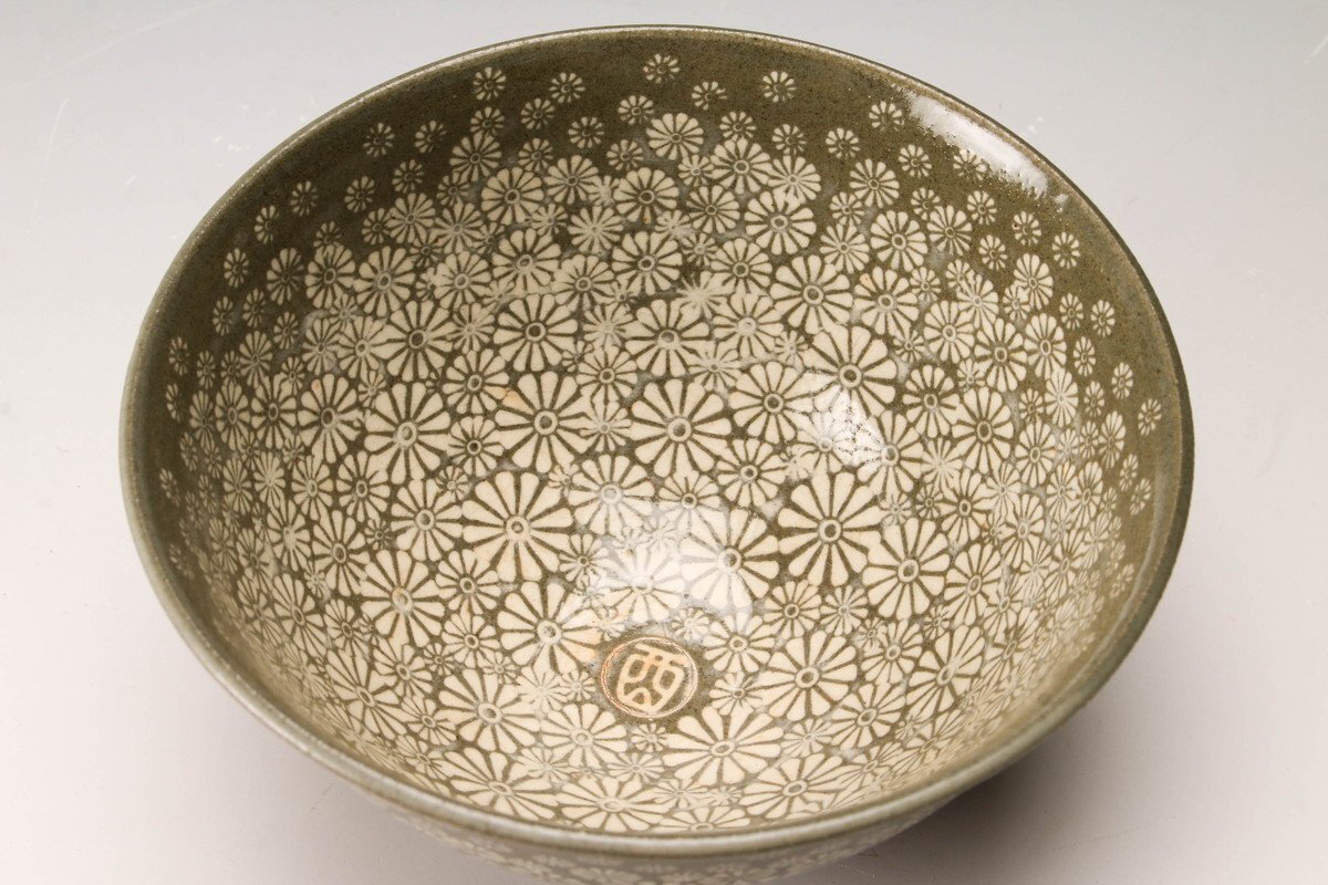 Yahoo!オークション - 【佳香】柳昌坤 瑞昌窯 今高麗花三島茶碗 共箱