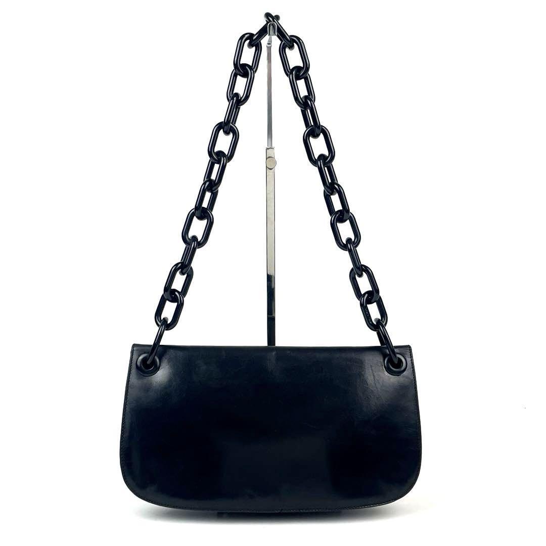 人気】PRADA プラダ ショルダーバッグ ロゴ型押し プラチェーン 白タグ
