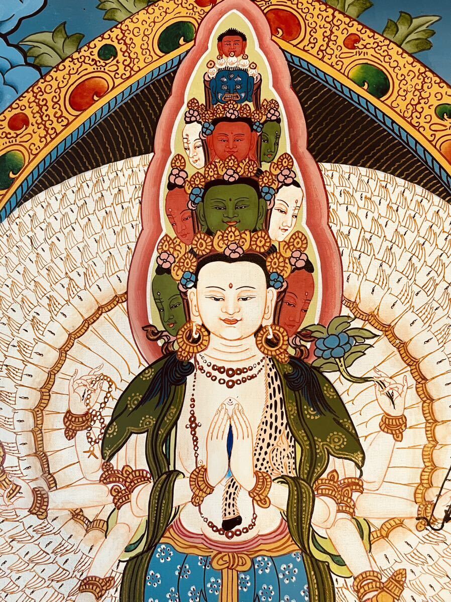 SALE《1点物 手描き肉筆画》ロケショワー 十一面観音 タンカ 曼荼羅