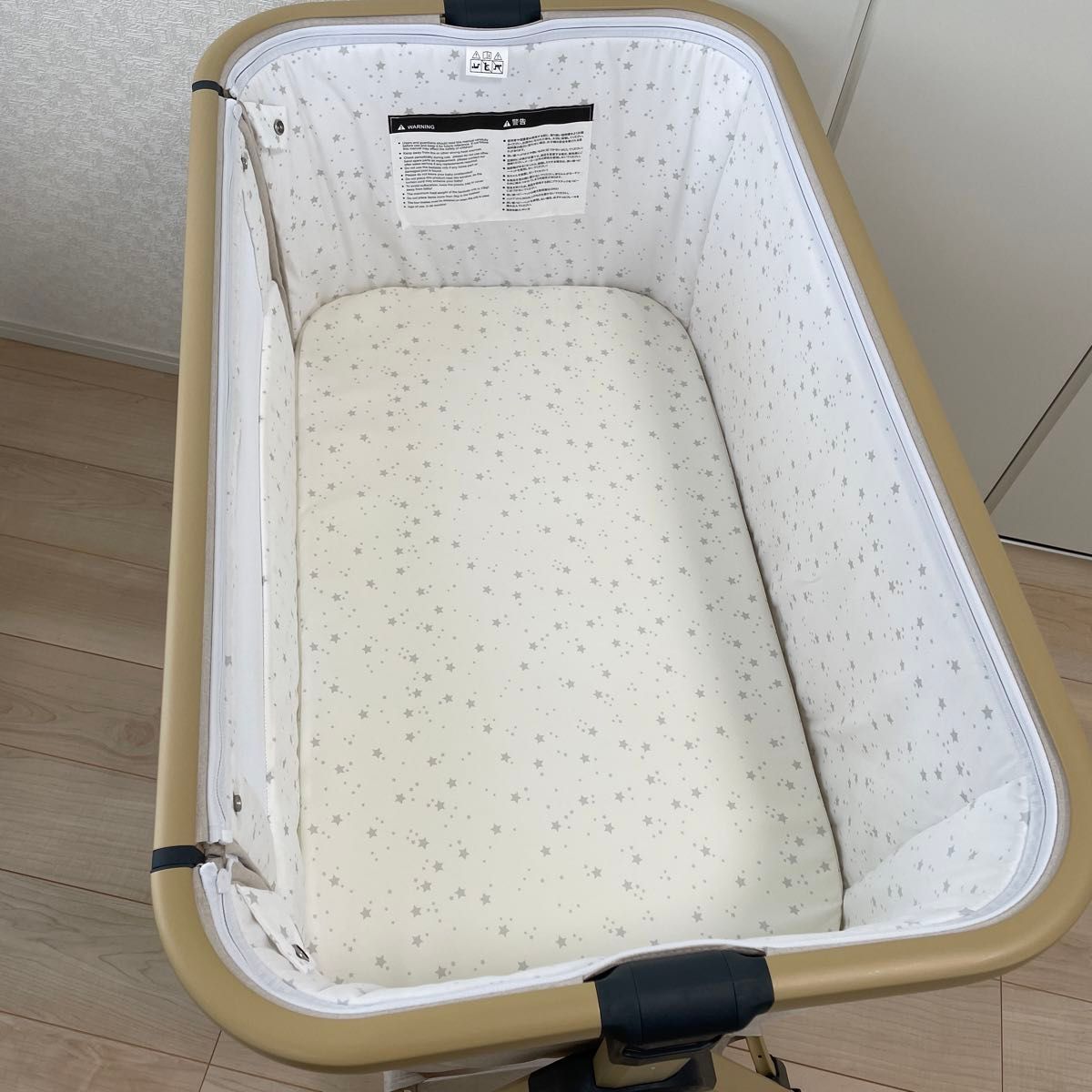 HZDMJ ベビーベッド 2023年型 カーキ ベージュ 添い寝 コンパクト