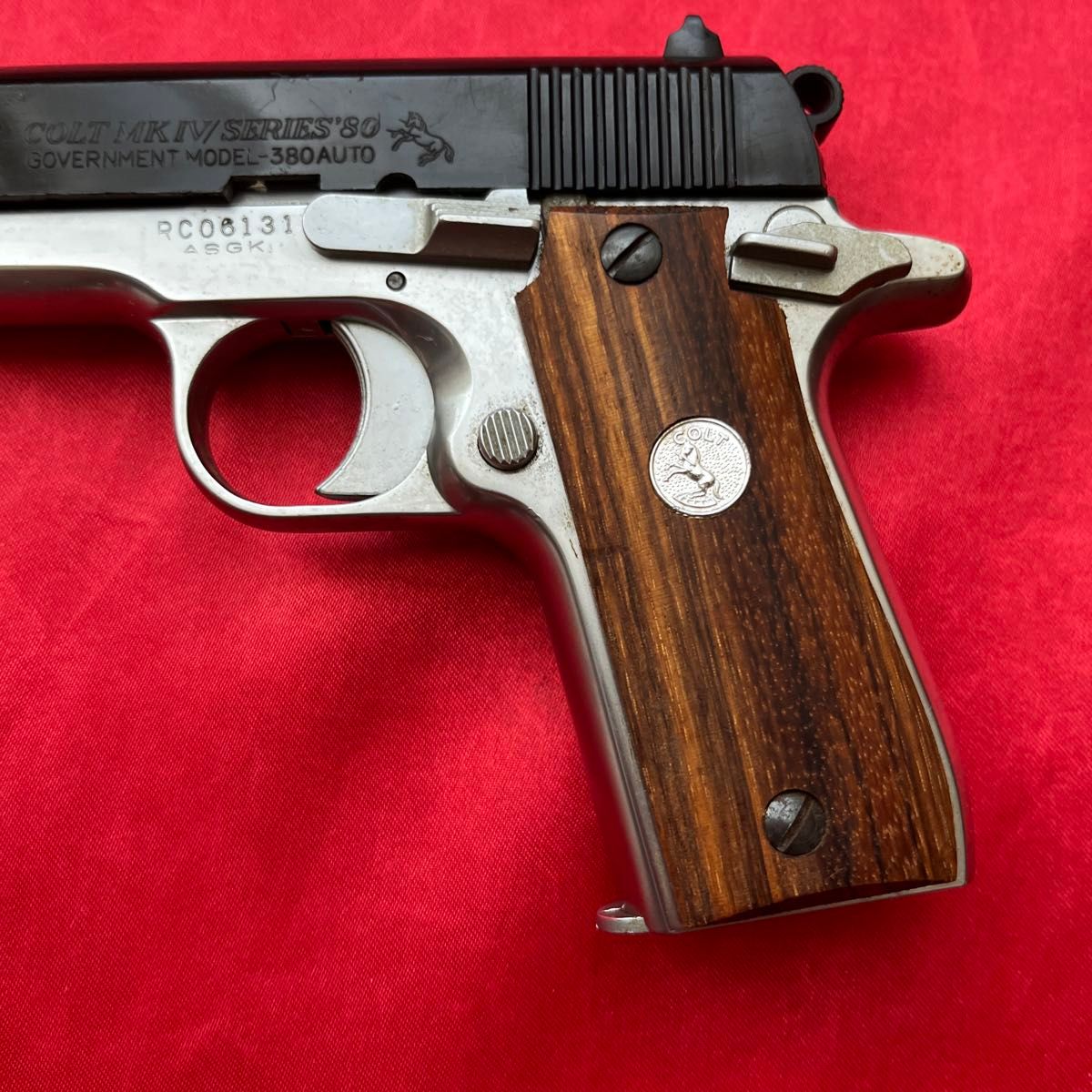 タナカ コルト380オート 木製グリップ フレームシルバー ガスブロー