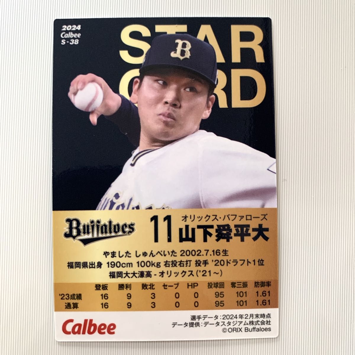 プロ野球チップス2024 第2弾 金箔サイン オリックスバファローズ 山下