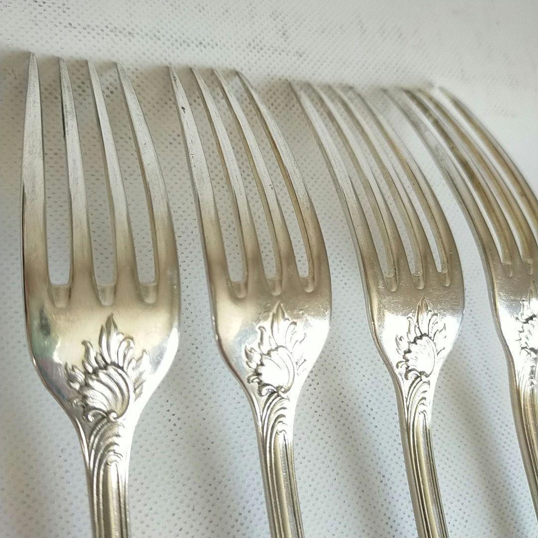 クリストフル Christofle デザートフォーク 4本 マルリー モノグラム