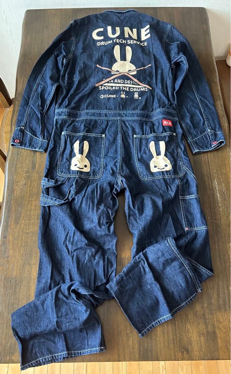 cune キューン デニム つなぎ L うさぎ オールインワン 作業着 ワーク