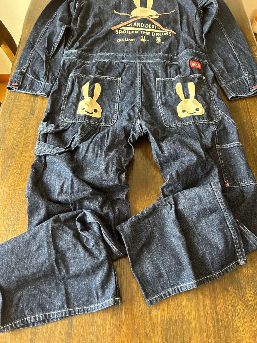 cune キューン デニム つなぎ L うさぎ オールインワン 作業着 ワーク