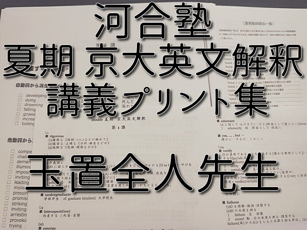 河合塾 夏期 玉置全人先生 京大英文解釈 プリントフルセット 鉄緑会