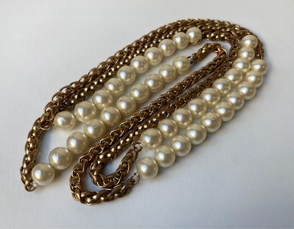 CHANEL シャネル 93A ヴィンテージ 40P 大粒フェイクパール ダブル