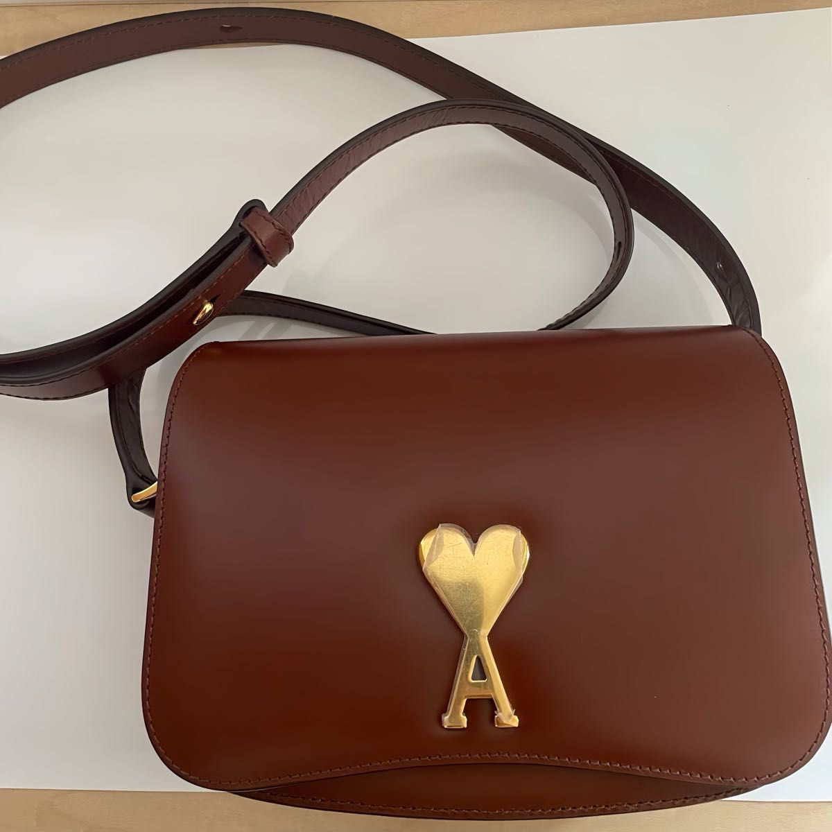 新品未使用】AMI PARIS アミパリス レザーバッグ ブラウン レシート