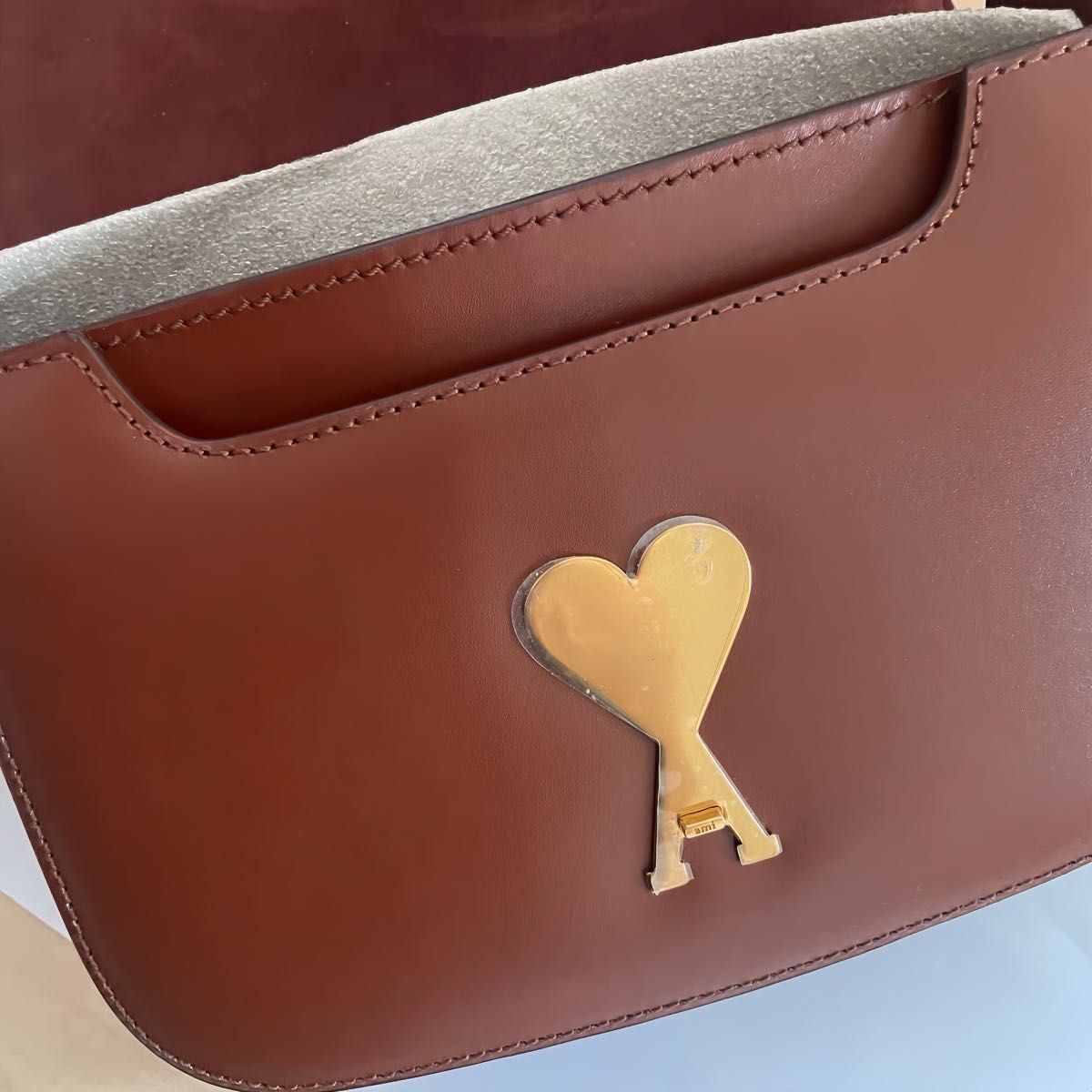 新品未使用】AMI PARIS アミパリス レザーバッグ ブラウン レシート