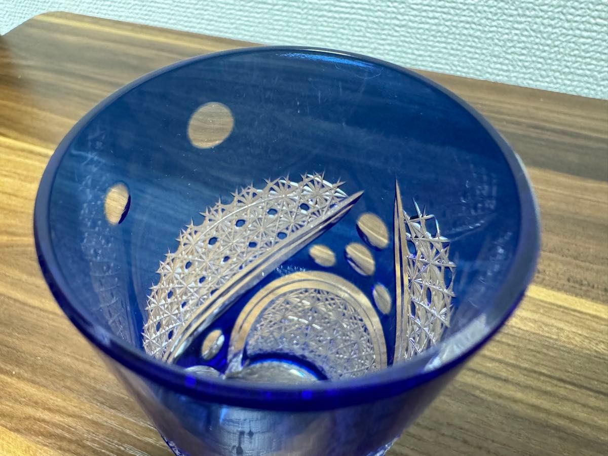 江戸切子 瑠璃色被せクリスタル 飾 中皿 【 黒川 昭男 作品 】 2026年