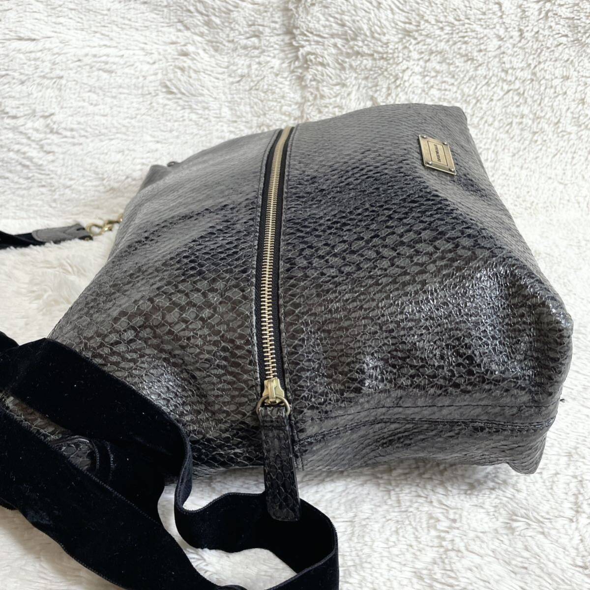 美品✨アルマーニ 2way ボストン ショルダーバッグ パイソン型押し 蛇