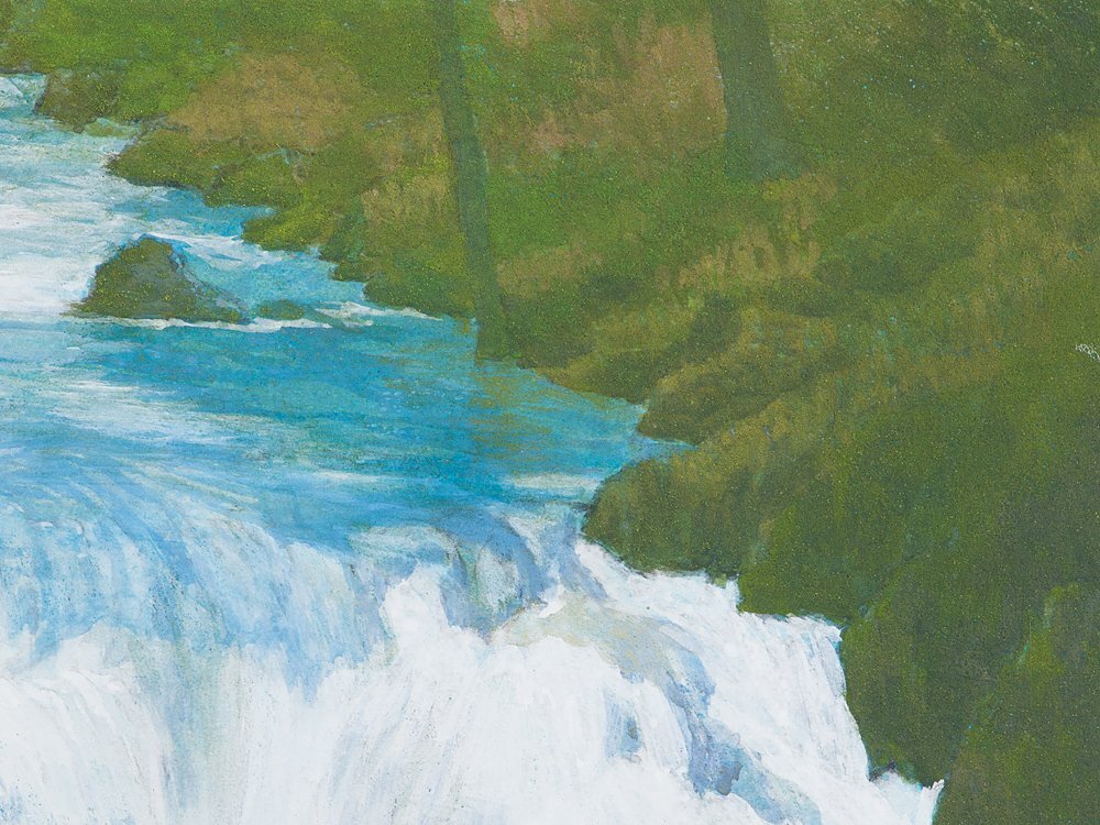 衛*門様 【肉筆レア】堂本阿岐羅 堂本印象の次兄 肉筆風景画 山湖 額装