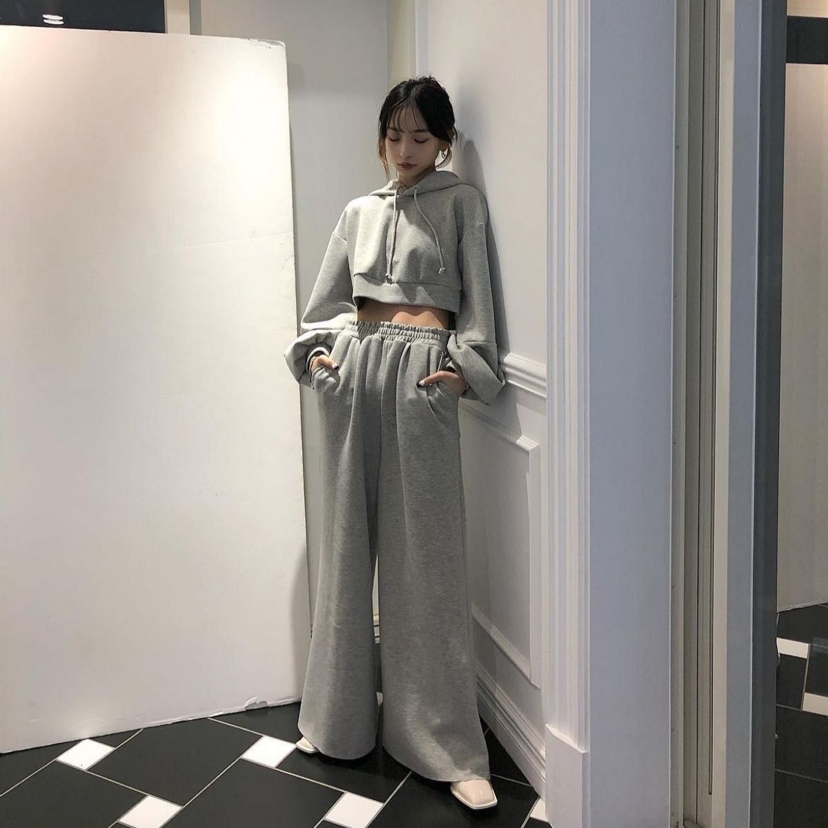 melt the lady ガールズボディスウェットセットアップ グレー