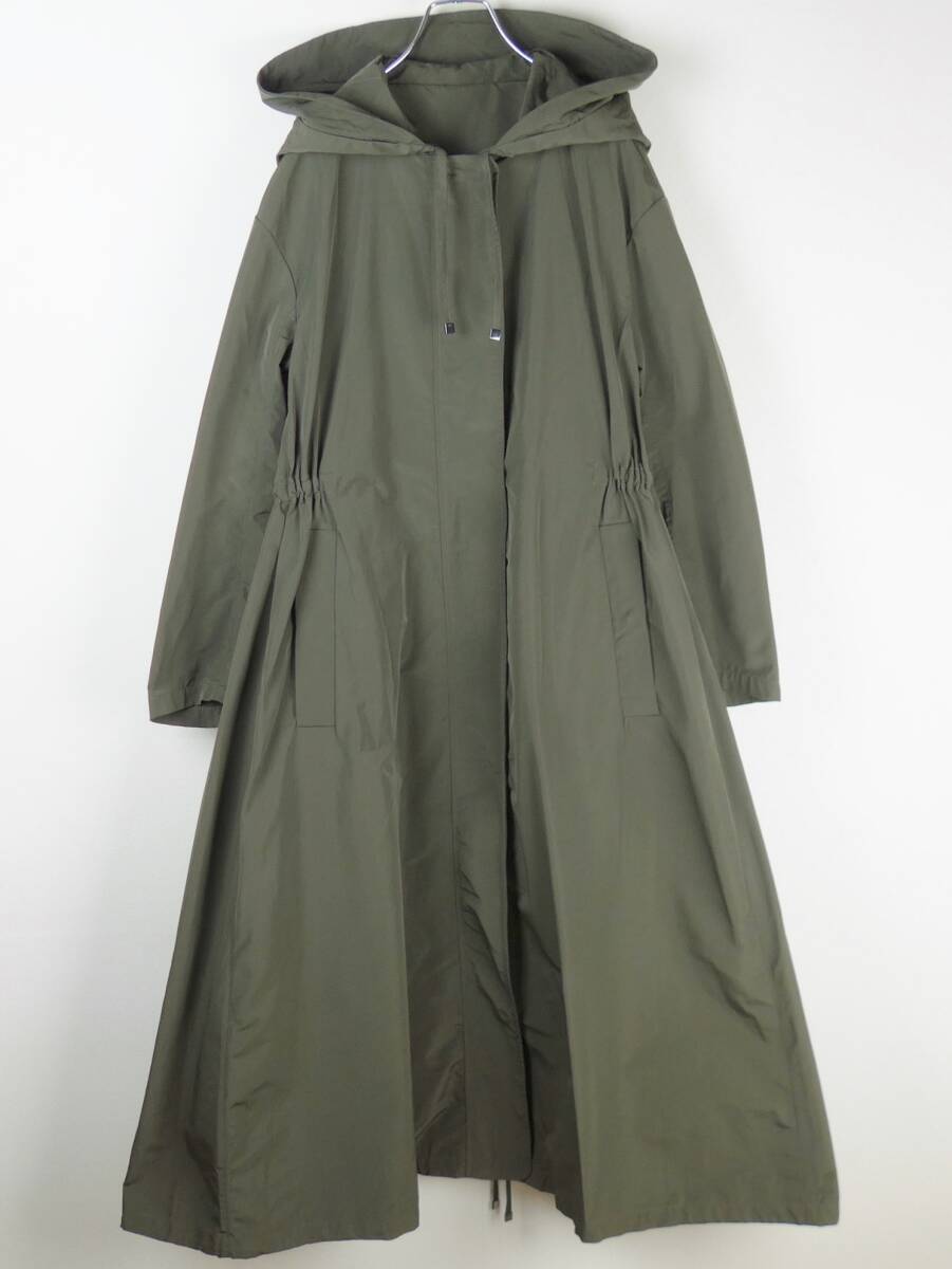美品マックスマーラギャザーモッズコートカーキ38 スプリングコート