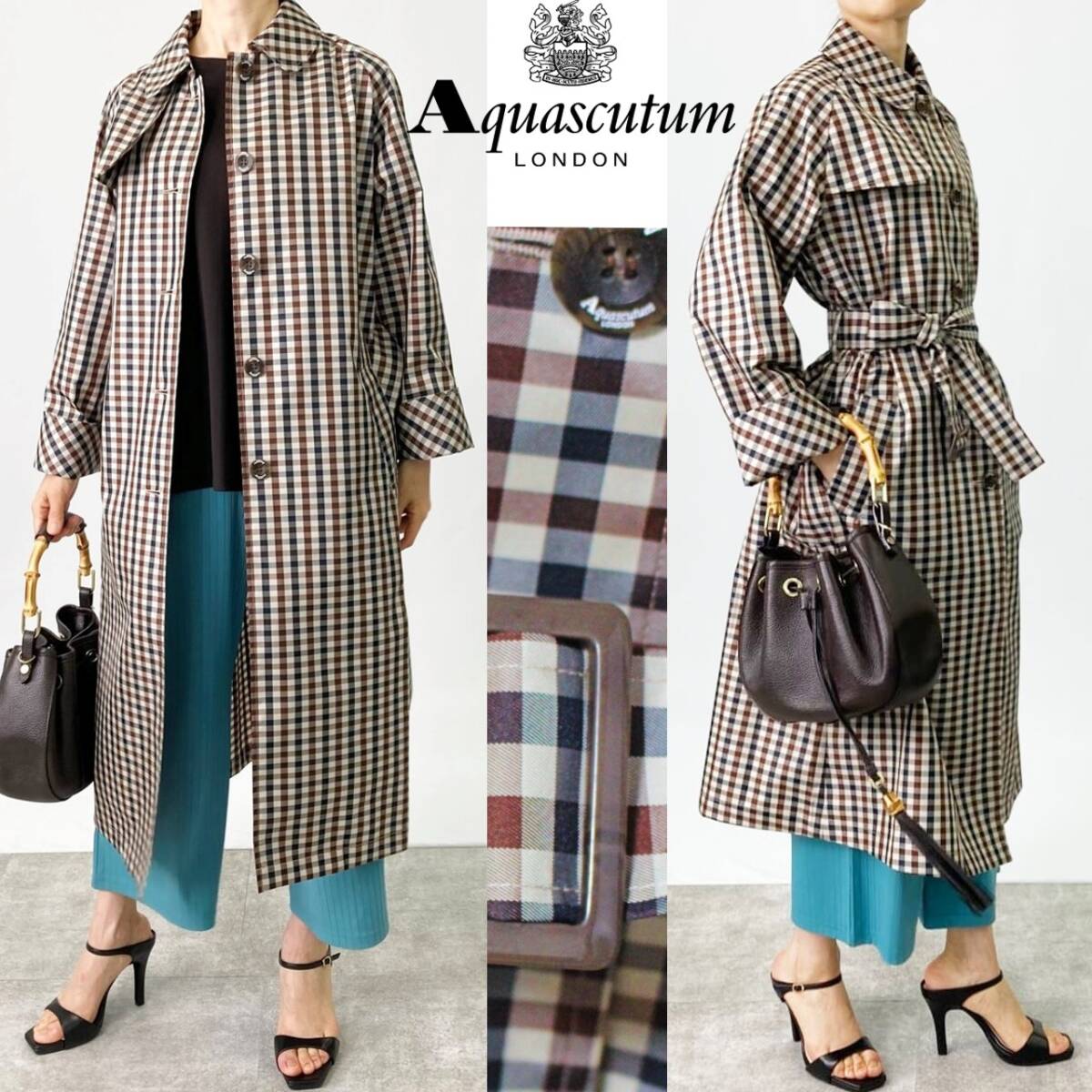 新品 アクアスキュータム 定価29700円 収納袋付 ガンクラブチェック柄