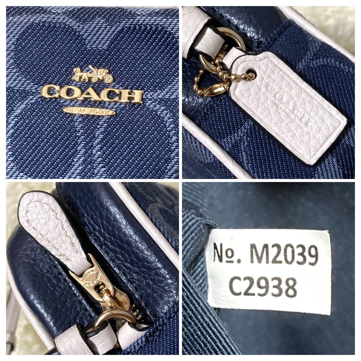 極美品】COACH コーチ カメラバッグ レザー キャンバス デニム