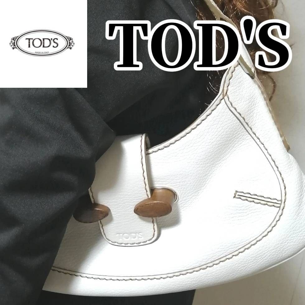 極美品】TOD'S トッズ ワンショルダーバッグ 白 ホワイト レザー