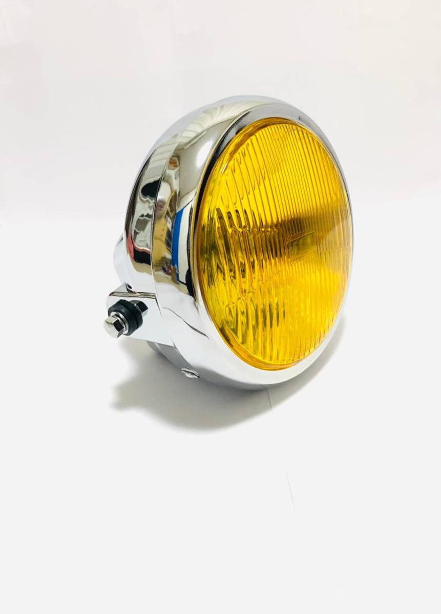 イエローレンズ 180パイ 汎用 メッキ ヘッド ライト ST250 バンバン200