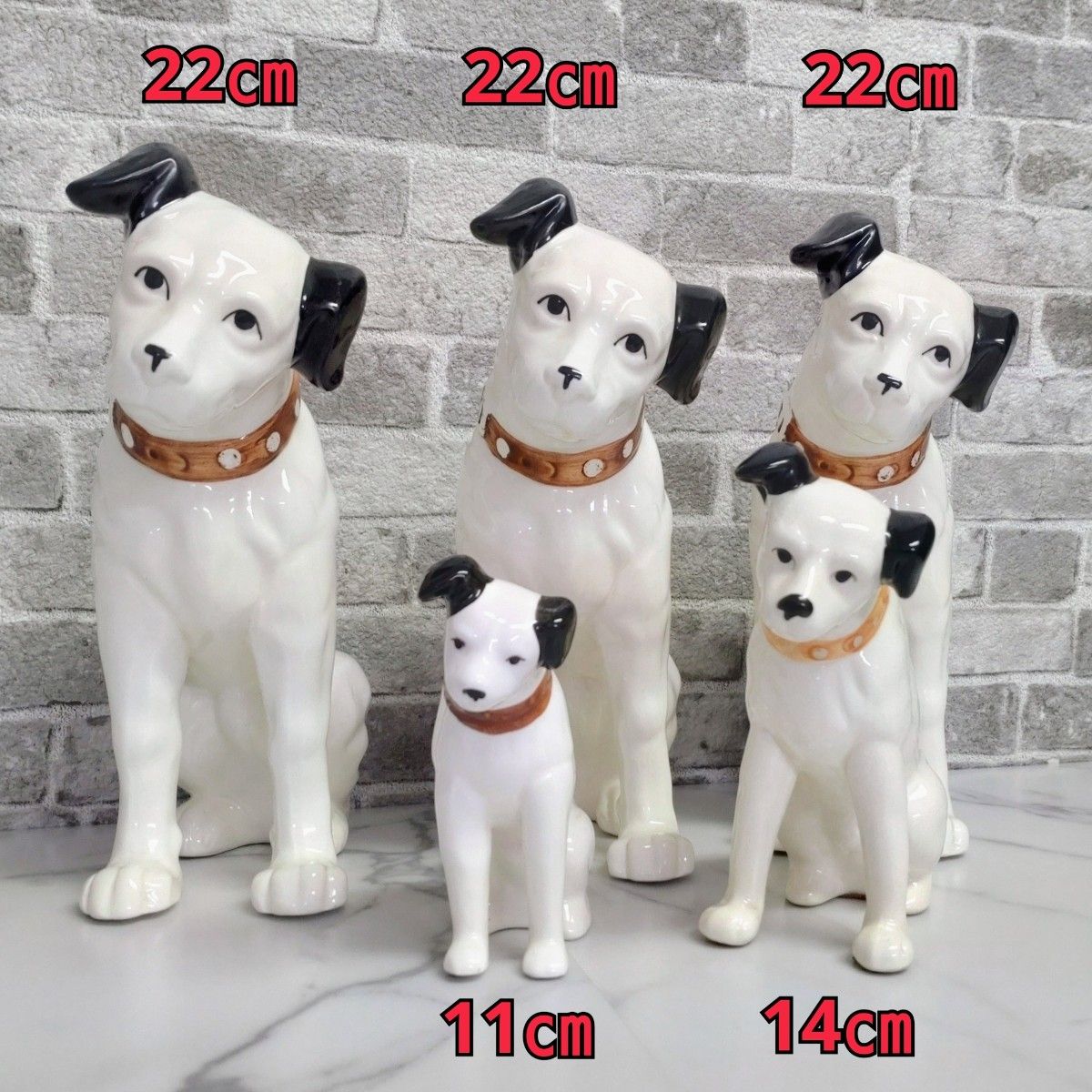 Victor】ビクター犬／ニッパー君『5頭』 昭和レトロ アンティーク置物