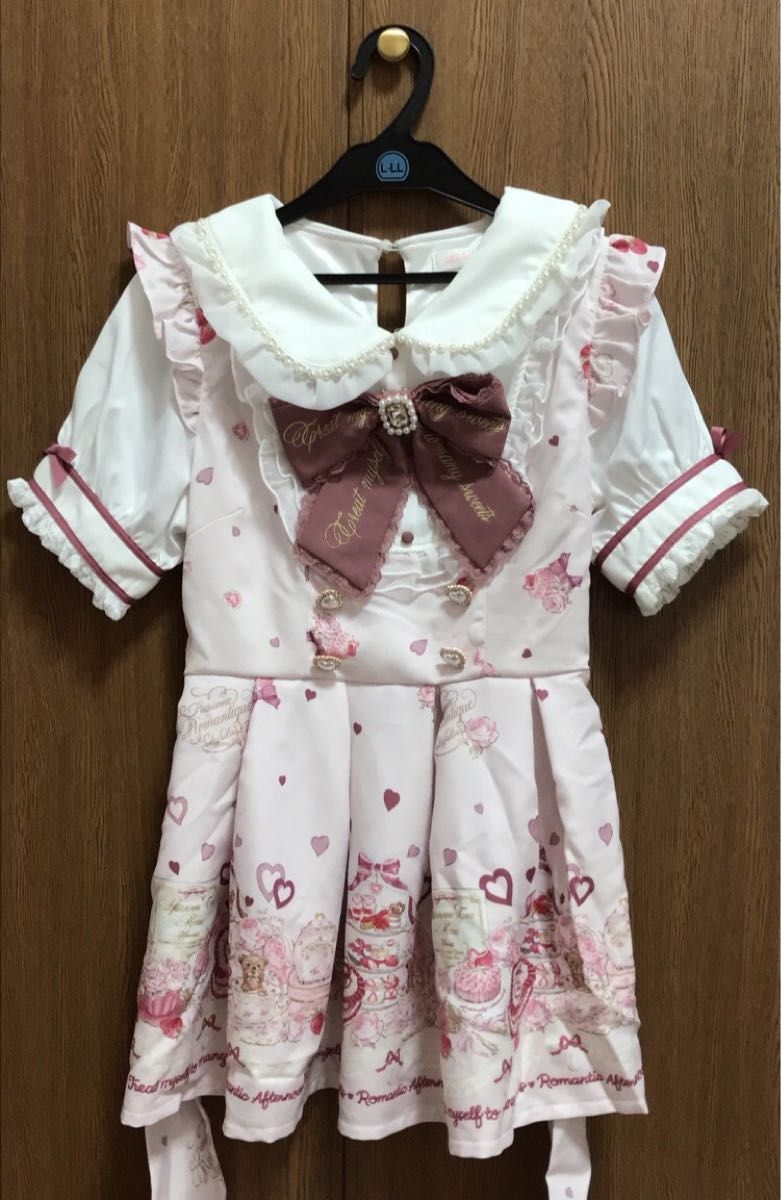 LIZLISA リズリサ Many Hearts Afternoontea柄セットアップ ピンク