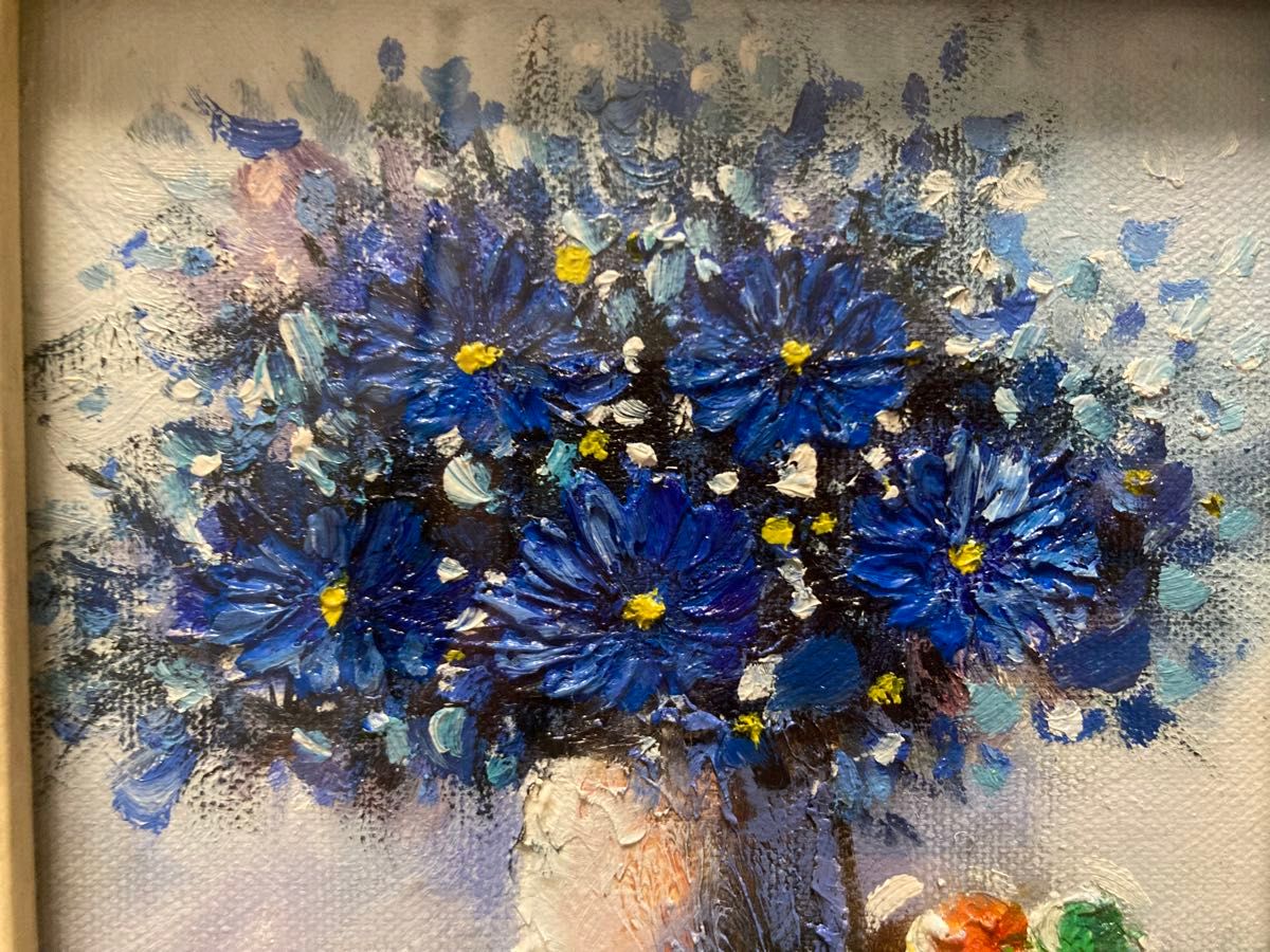 絵画 油彩 スワン 白い花瓶の青い花｜Yahoo!フリマ（旧PayPayフリマ）