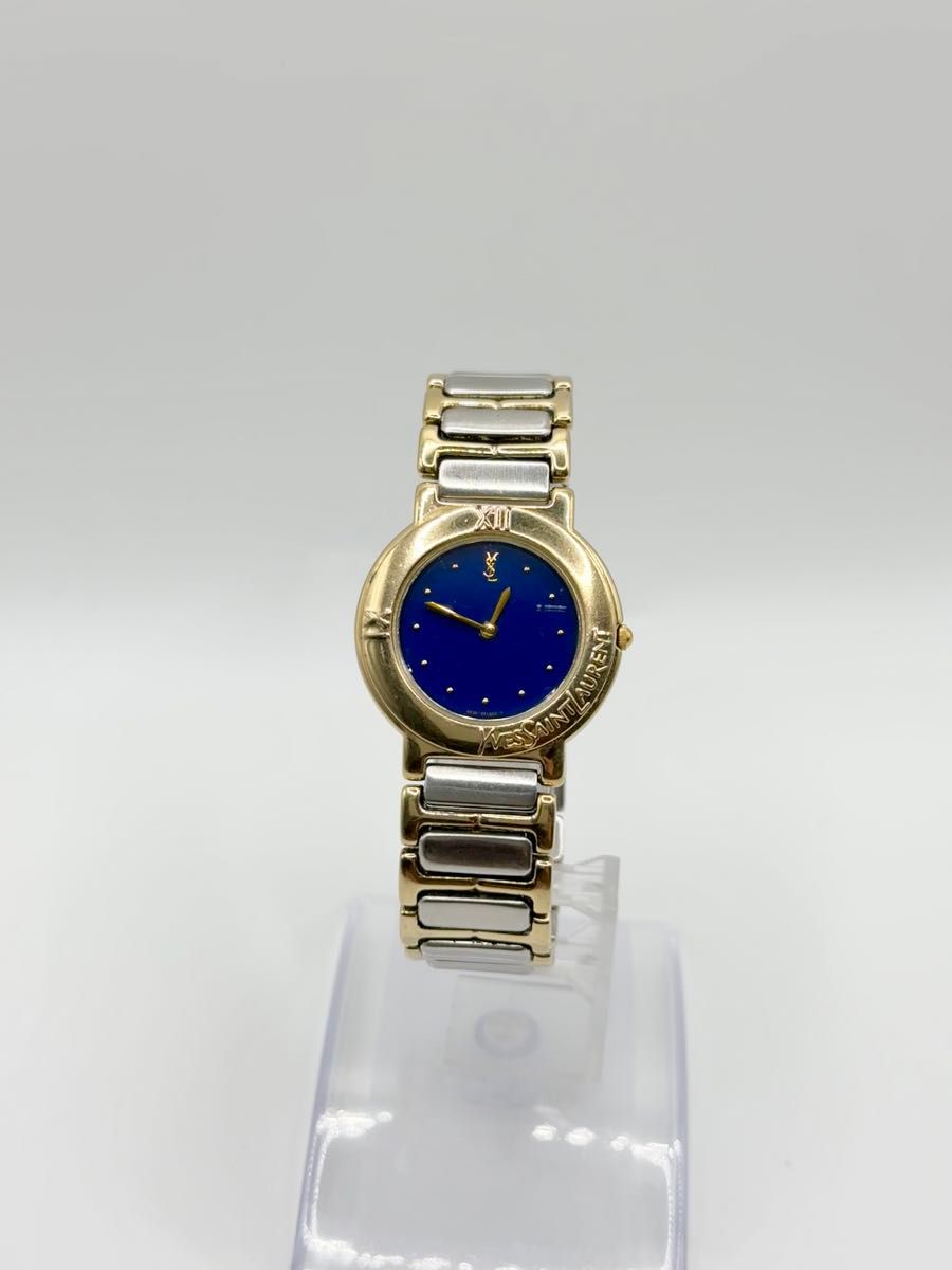 YVES SAINT LAURENT イヴサンローラン QZ 青文字盤 腕時計｜Yahoo