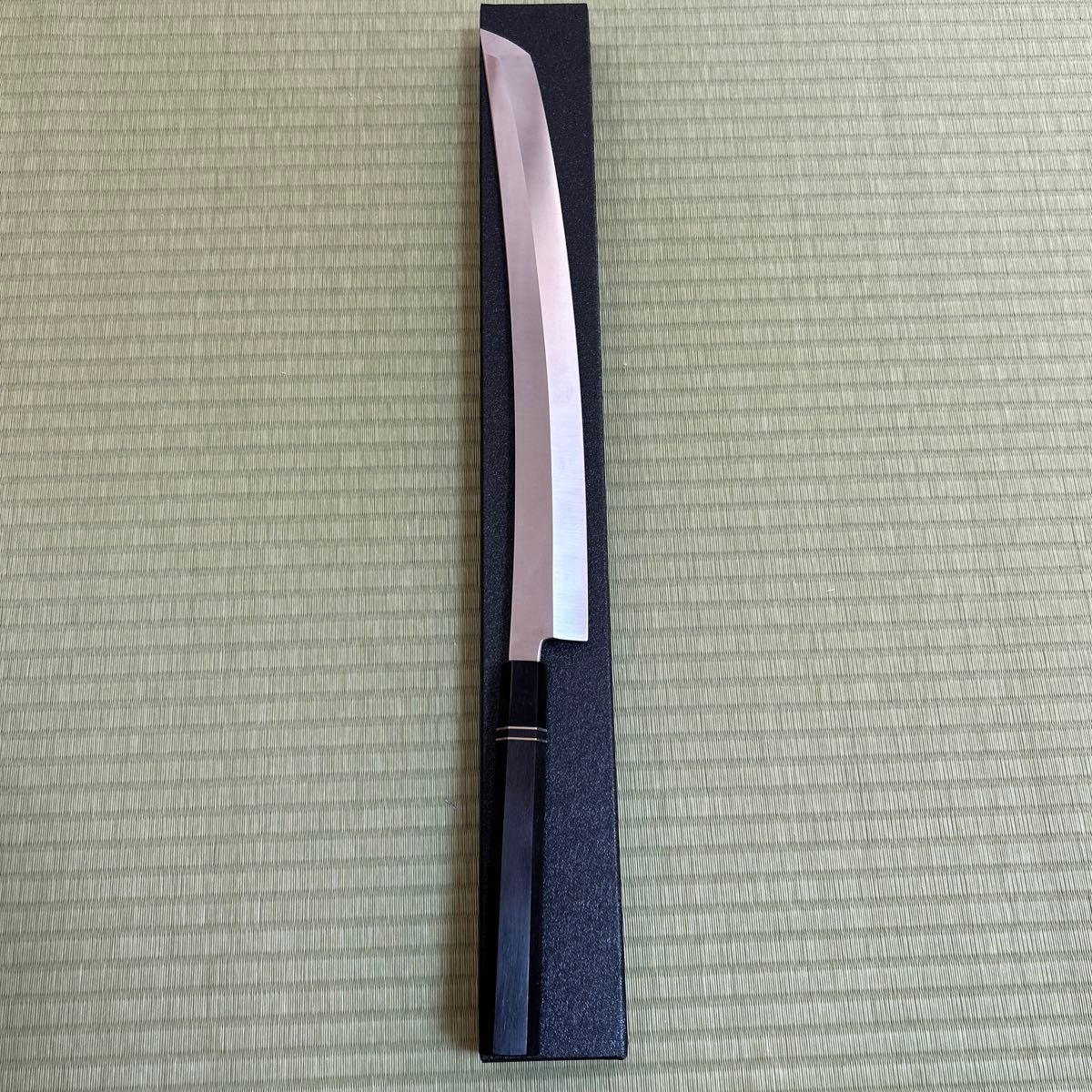 尺三 鬼反り 先丸 柳刃 包丁 和包丁 V金10号 本焼 黒檀銀巻 八角柄