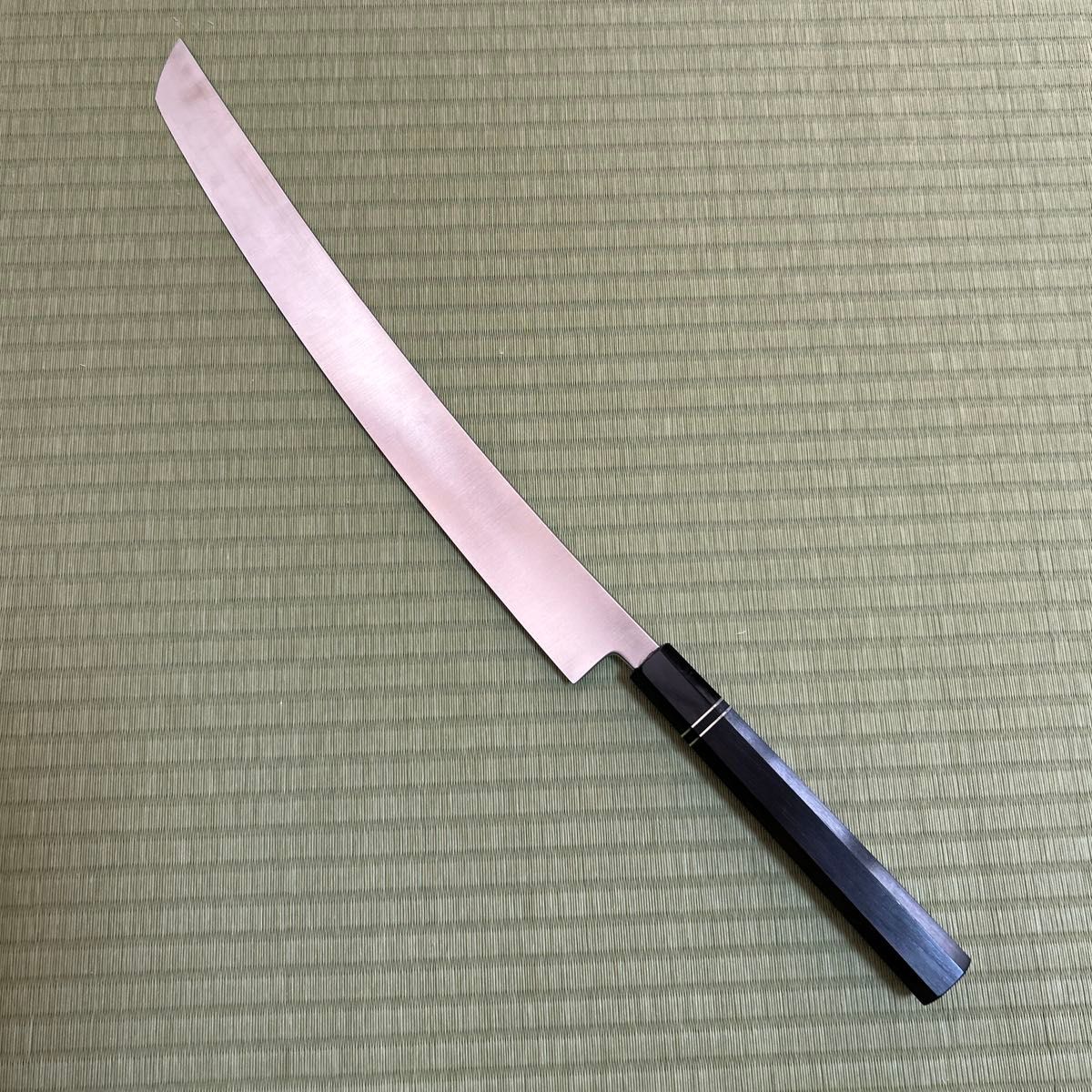 尺三 鬼反り 先丸 柳刃 包丁 和包丁 V金10号 本焼 黒檀銀巻 八角柄