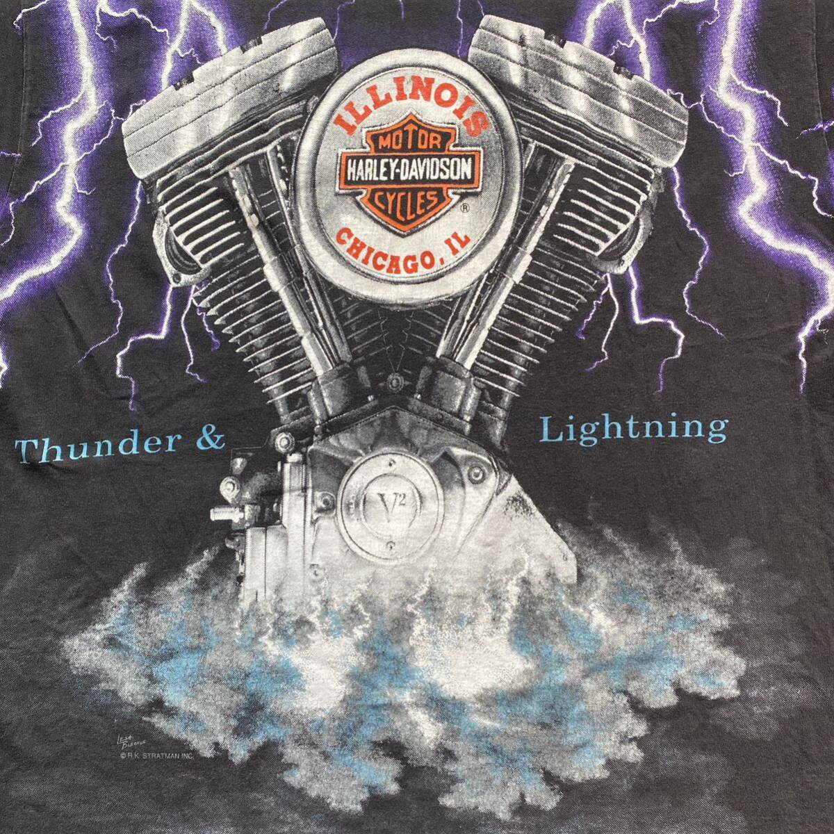 古着 90s Harley Davidson Thunder & lightning Tee L ハーレー