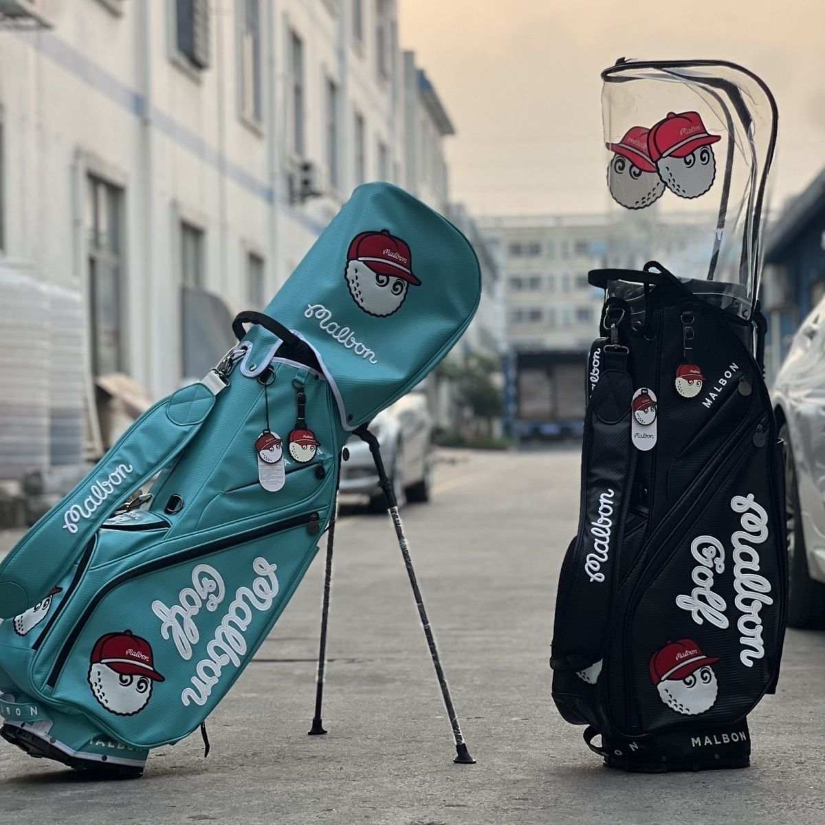 即発送現品限☆マルボンゴルフキャディバッグ水色 マルボンゴルフ