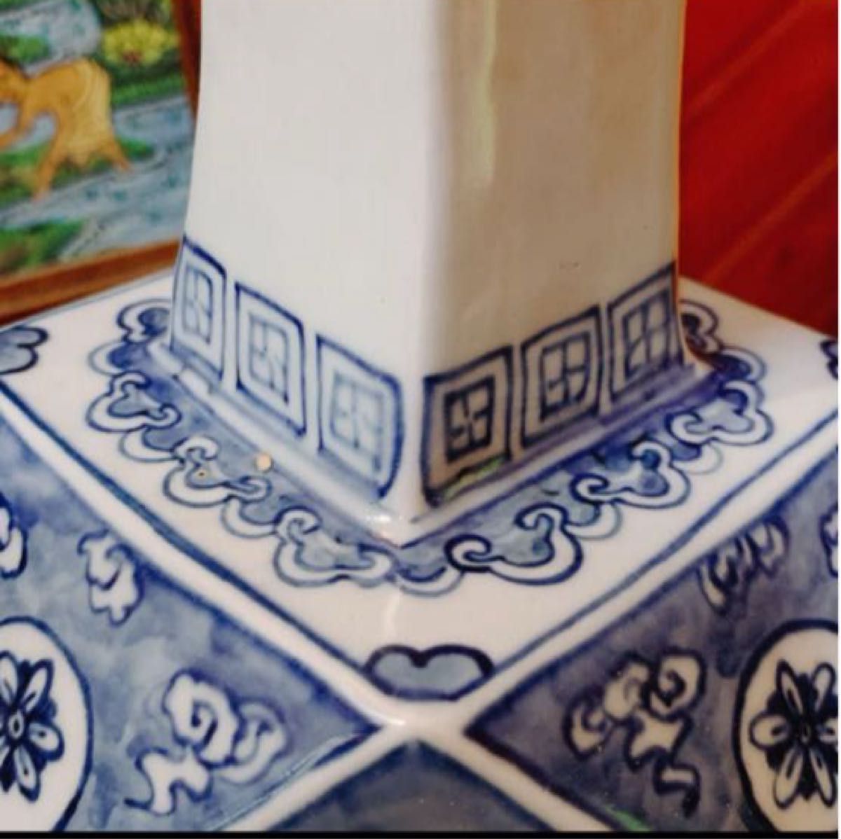 李朝 染付 面取八角徳利 萬壽無疆 陶磁 漢字 蒼 白磁 花瓶 朝鮮 中国