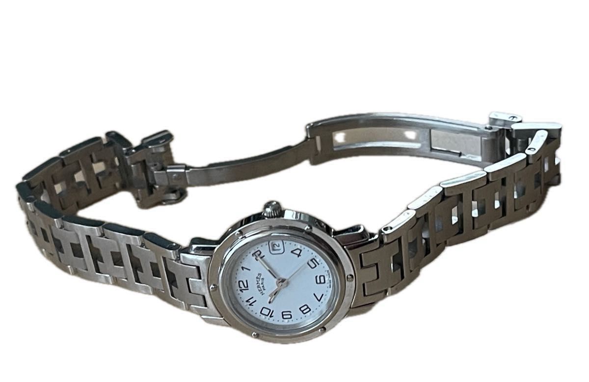 HERMES エルメス クリッパー SS 白文字盤 CL4 210 3758/2 12mm