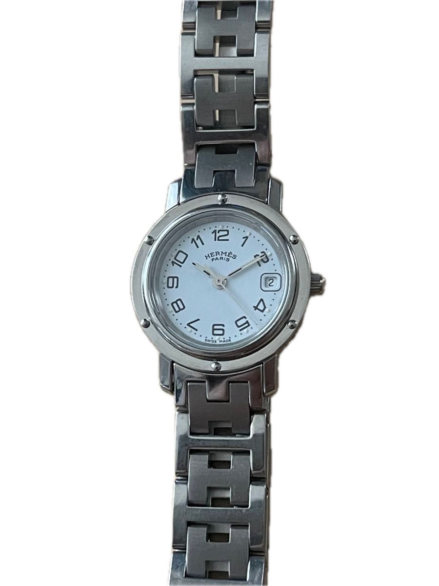 HERMES エルメス クリッパー SS 白文字盤 CL4 210 3758/2 12mm