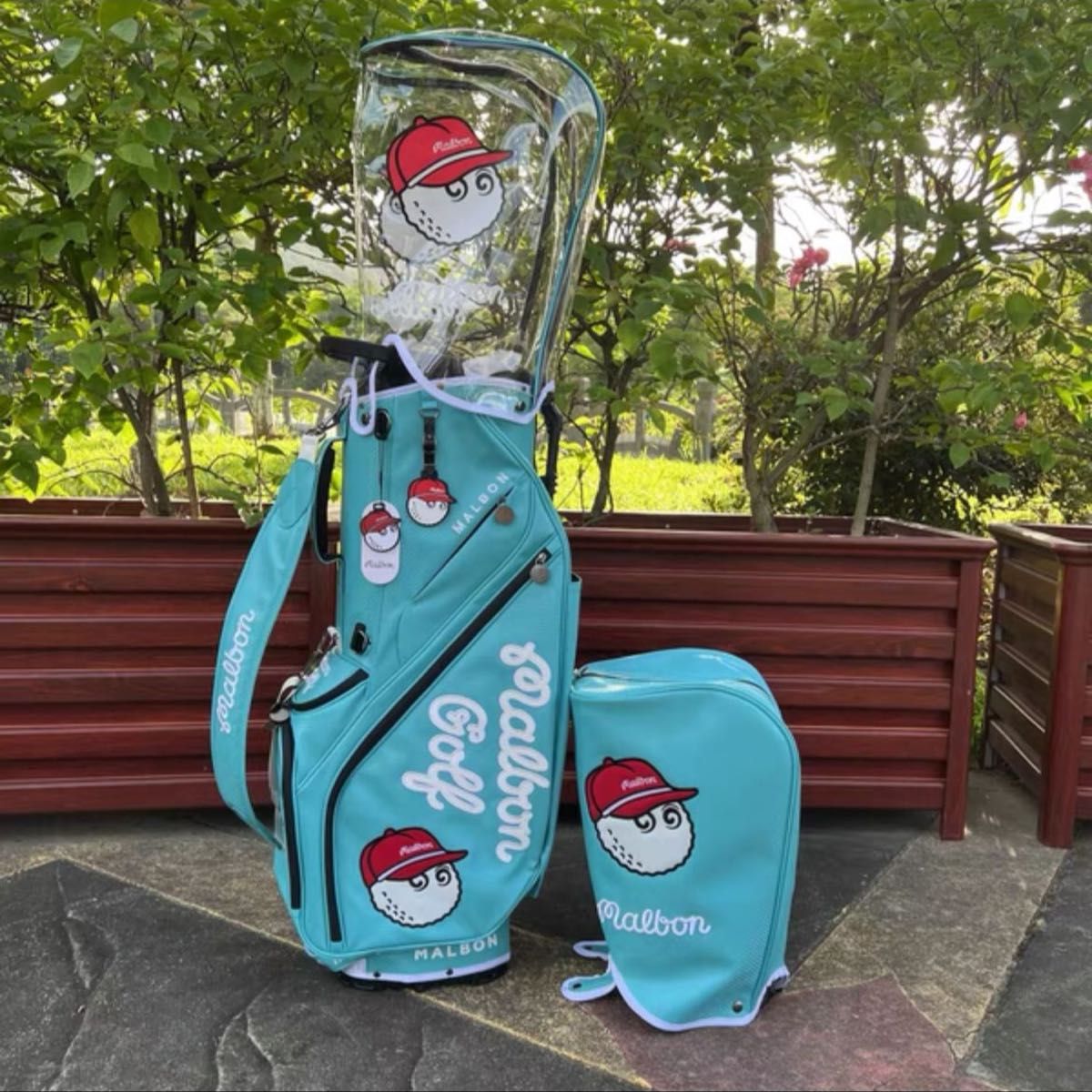 即発送現品限☆マルボンゴルフキャディバッグ水色 マルボンゴルフ