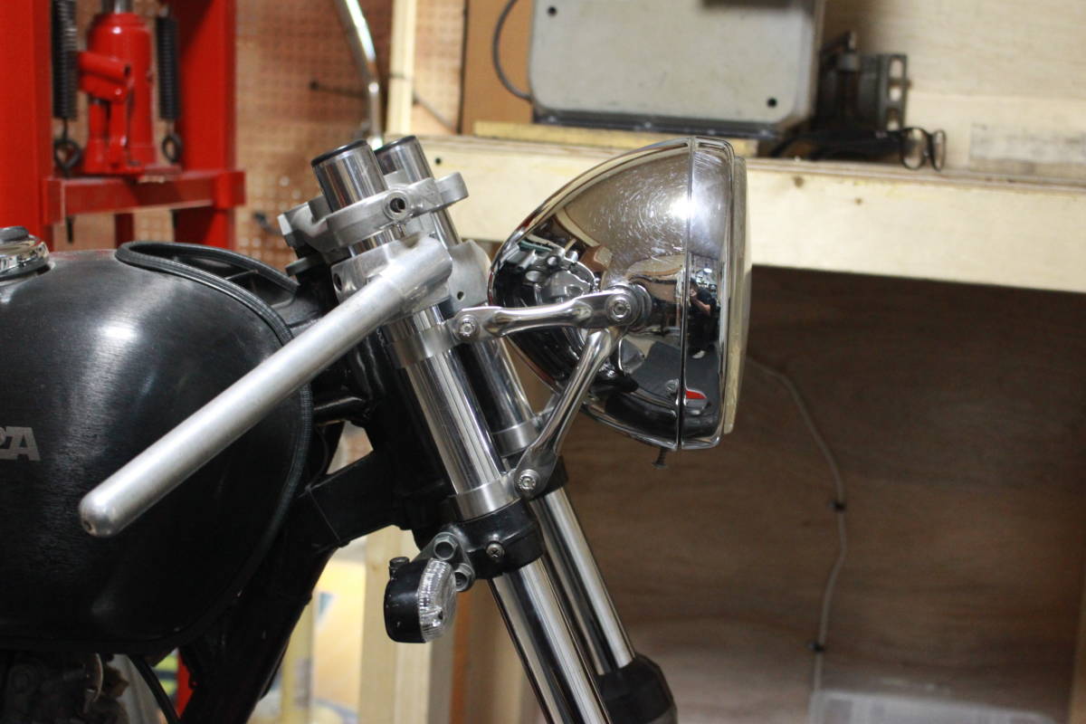 SR400 ステンレスパイプ ヘッドライトステー φ35ステンレス カフェ