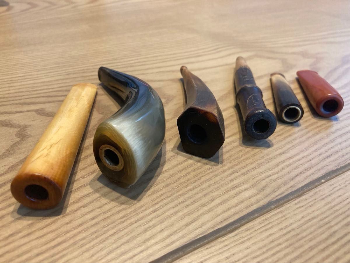 昭和レトロ アンティーク キセル 煙管 パイプ 象牙調 水牛の角6点