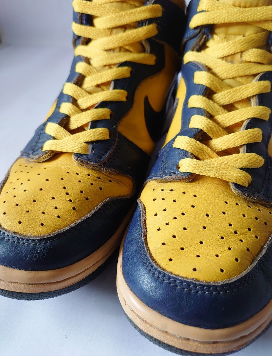 98年製 初期復刻 ナイキ ダンク ハイ ミシガン 紺×黄 US8 26cm NIKE
